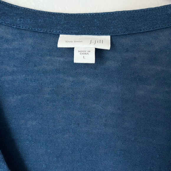 JJill Love Linen Lightweight 100% Linen Button Down Blue Cardigan Sweater Sz L - Picture 3 of 7